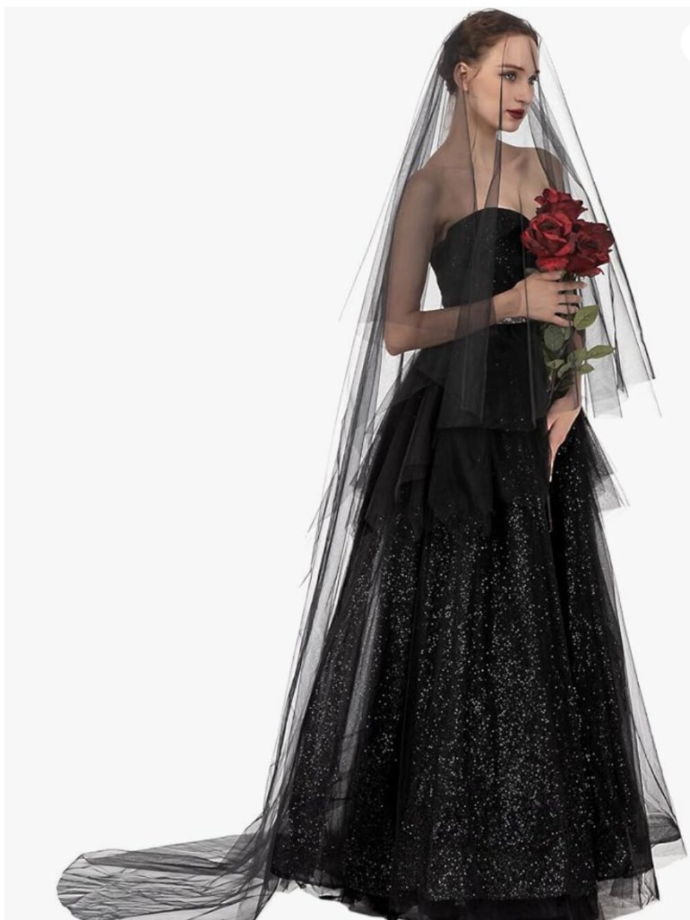 Black Lace Veil Cathedral Tulle